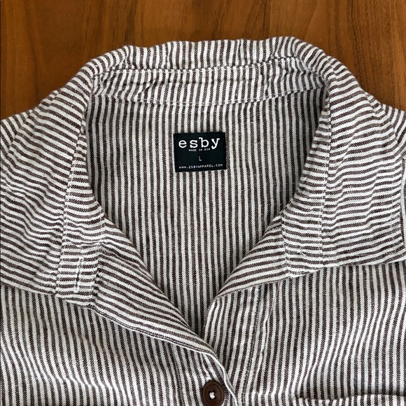 Esby Apparel Lenny Workshirt Shaket in Coffee Stripe Size Large - Picture 10 of 13